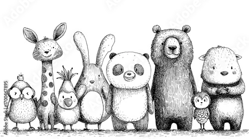 Cute Forest Animals in Snowy Woodland