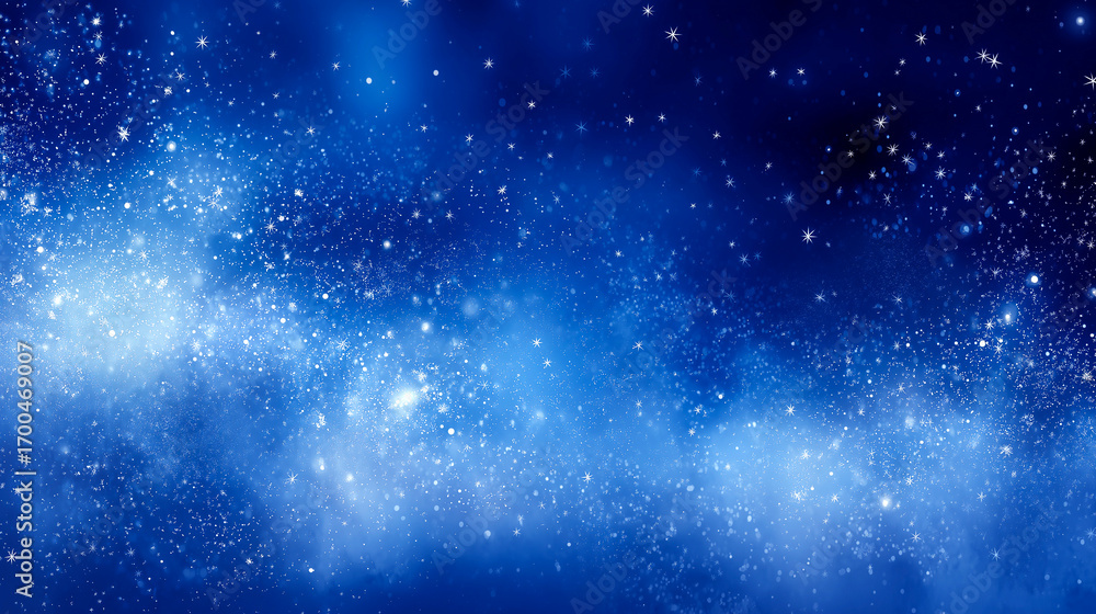 Obraz premium 満天の星と粉雪が舞うネイビーブルーの冬夜背景
