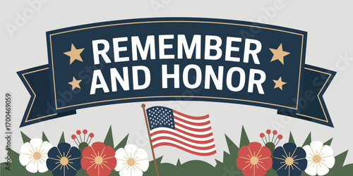 Remembering our fallen flat vector illustration background