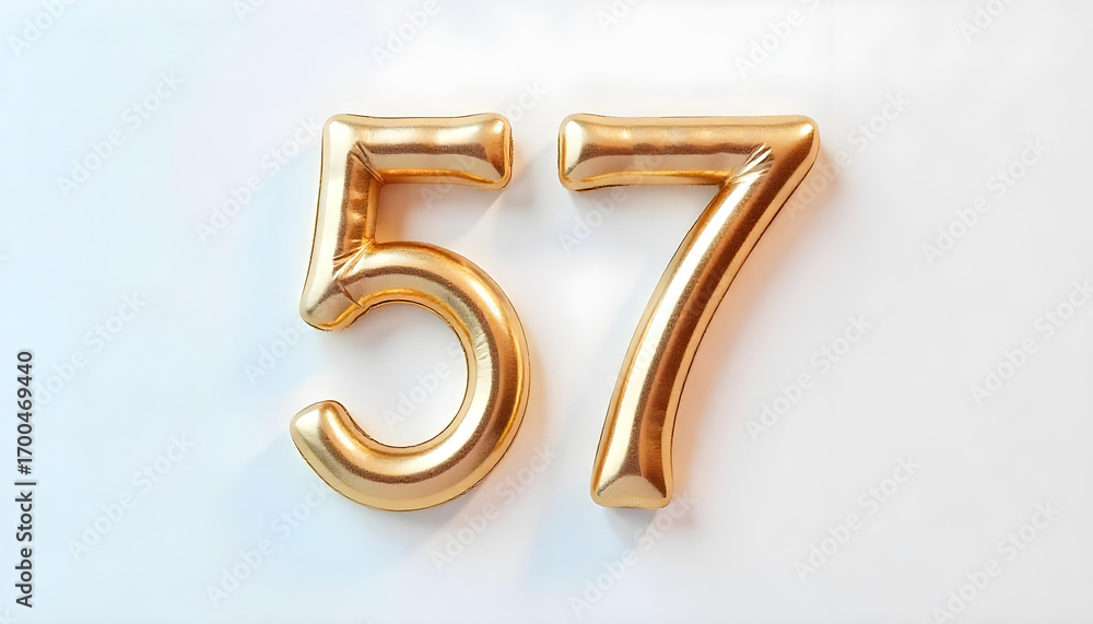 Naklejka premium 57 number air inflatable balloon isolated on white background