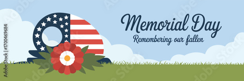 Remembering our fallen flat vector illustration background
