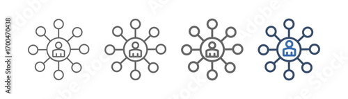 outline icon set networking with people and network design