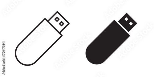 USB icon. Flash disk icon, Vector illustration with stroke and fill on a white background.
