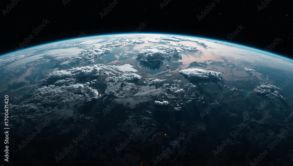 Fototapeta premium Earth from Space Captured: Clouds Over Vast Ocean