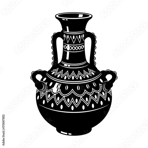 Ancient greek amphora silhouette isolated on white background