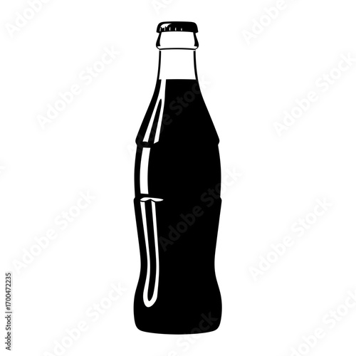 Black silhouette of a soda bottle isolated on white background silhouette