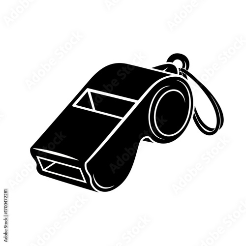 Black whistle silhouette isolated on white background