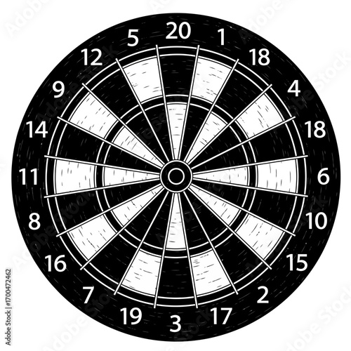 Dartboard silhouette isolated on white background