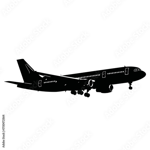 Airplane silhouette isolated on white background