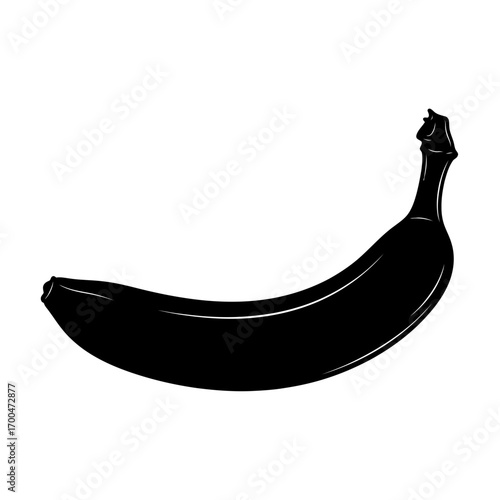 Black banana silhouette isolated on white background