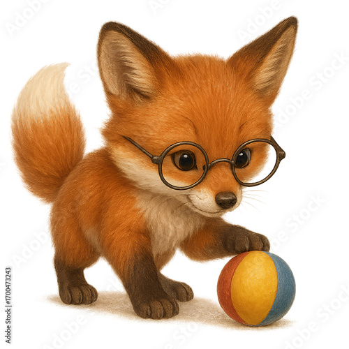 red fox with a ball