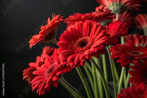 Vibrant Red Gerbera Daisies Close-up Photography of Blossoms