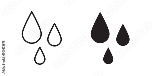Water drop icon. Water Bottle, drink, water drop related icons. Vector illustration with stroke and fill on a white background.