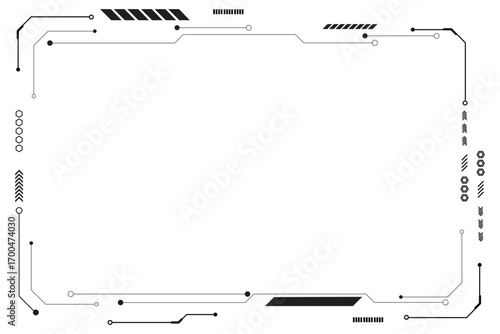 Black control panel abstract modern technology futuristic interface hud ui on white background.