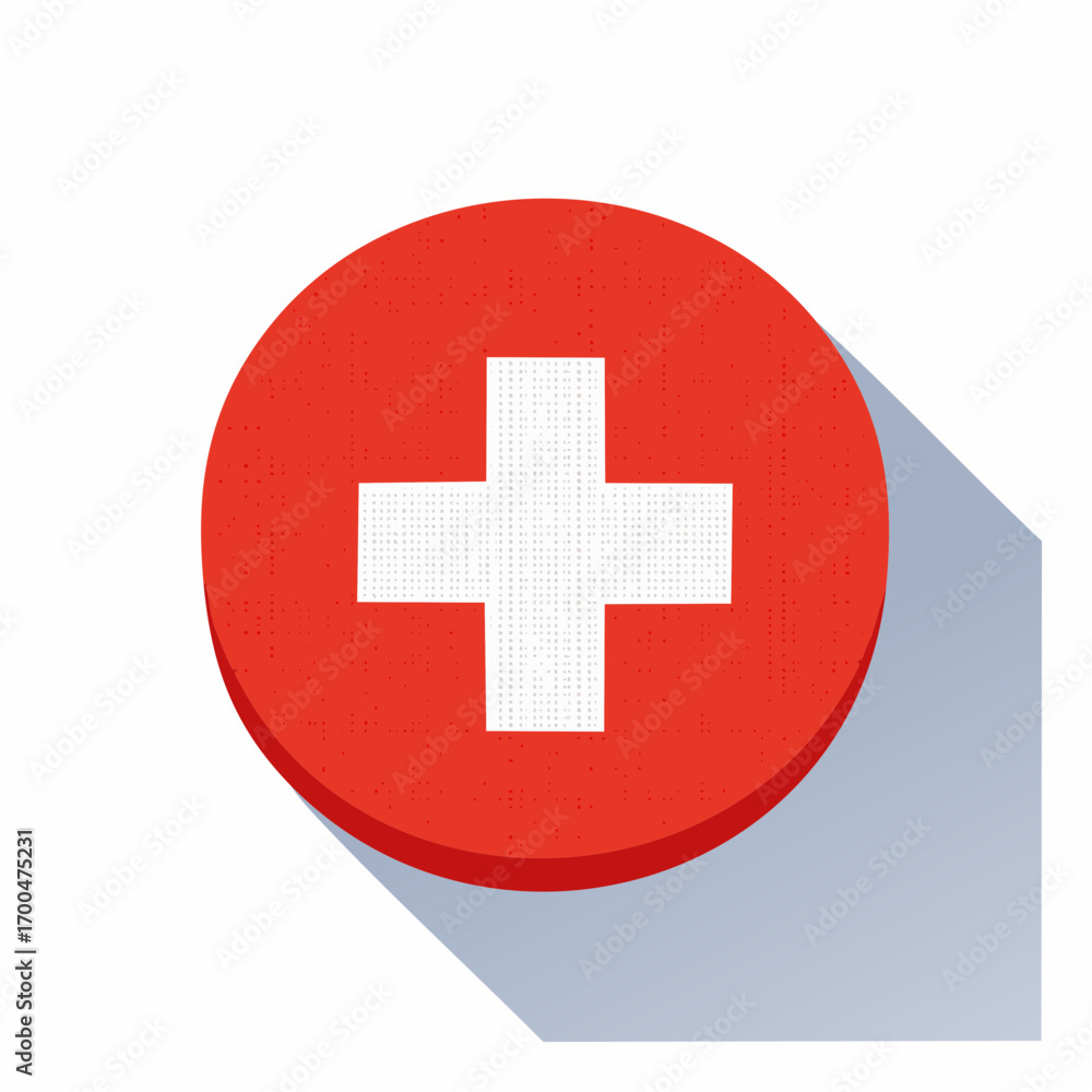 Obraz premium Red Circle With White Cross Icon