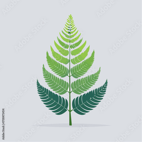 Green Fern Plant on Light Gray Background