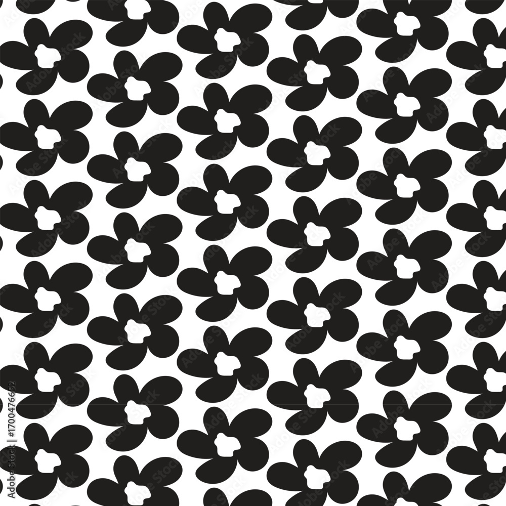 Fototapeta premium Seamless Bold Black and White Abstract Organic Flower Pattern