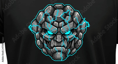 A green dragon head mascot with yellow eyes and sharp teeth against a black background with swirling green smoke.