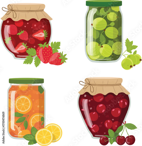 set of jars with jam
