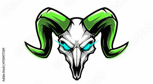 A green dragon head mascot with yellow eyes and sharp teeth against a black background with swirling green smoke.