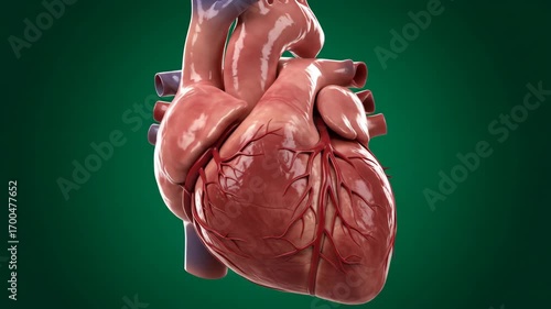 3D Render of a Human Heart with Detailed Anatomy