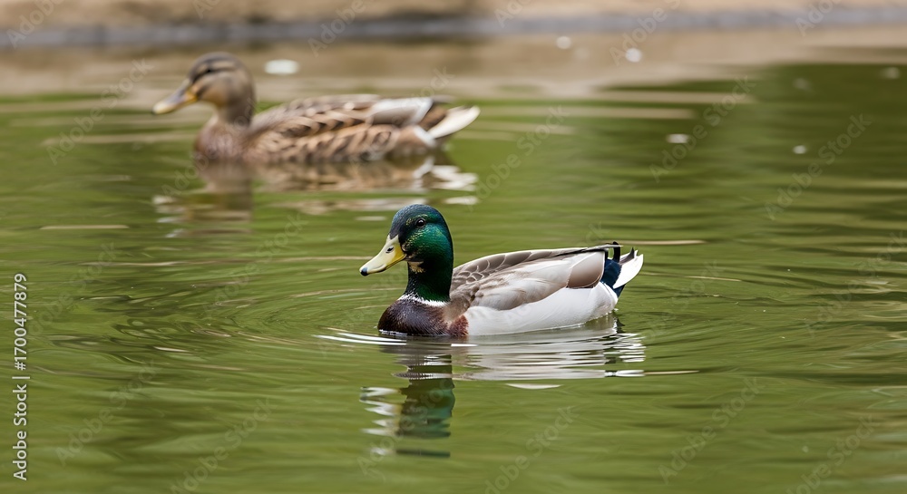 Fototapeta premium Two Ducks on a Pond.