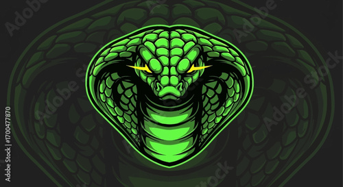 A green dragon head mascot with yellow eyes and sharp teeth against a black background with swirling green smoke.