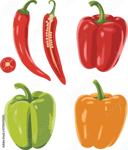 red and yellow peppers