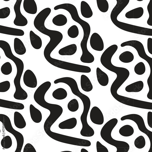 Seamless Abstract Wavy Shape with Negative Space Holes Pattern