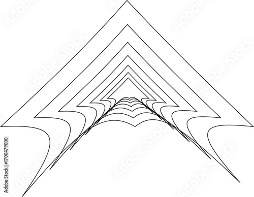  a line art drawing with a sense of perspective and depth