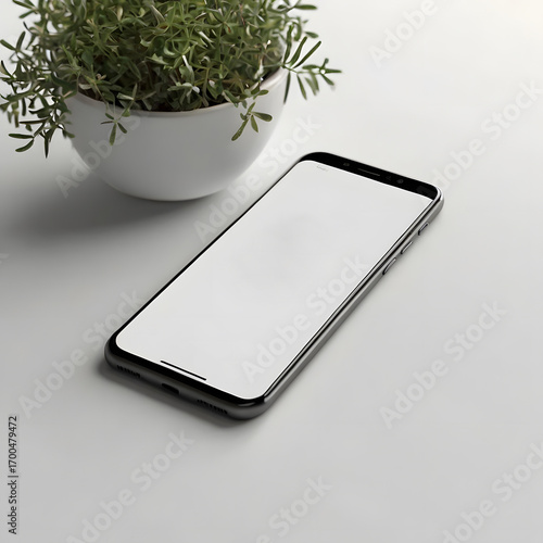 Realistic Smartphone Mockup with Isolated Screen on White Background