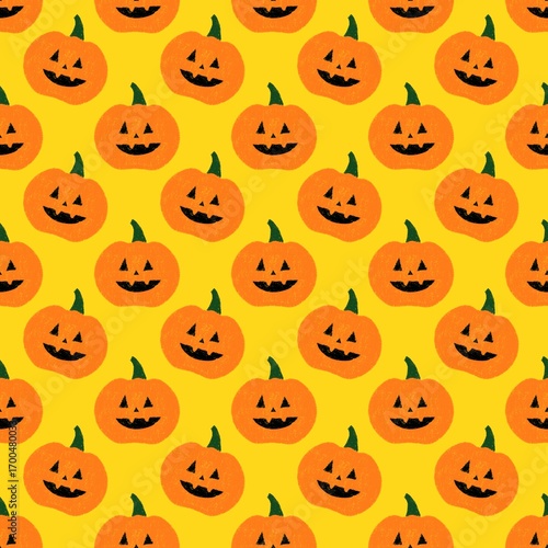Seamless Halloween Pumpkin Pattern with Different Angles