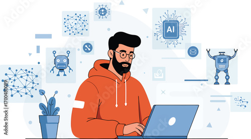 Artificial Intelligence Professional Working on Future Technology