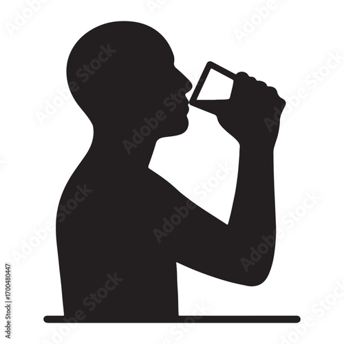 Vector art of silhouette of person drinking water for hydration