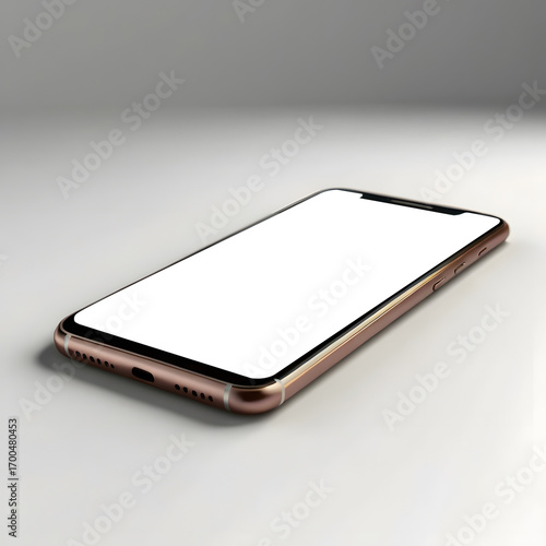 Realistic Smartphone Mockup with Isolated Screen on White Background