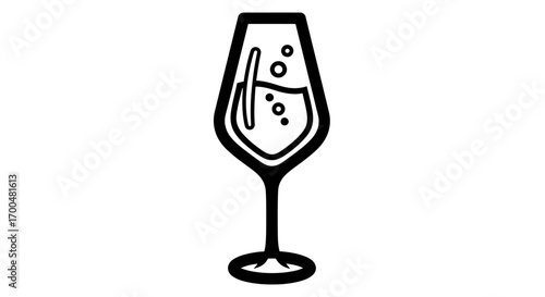 Elegant Black and White Champagne Glass Illustration