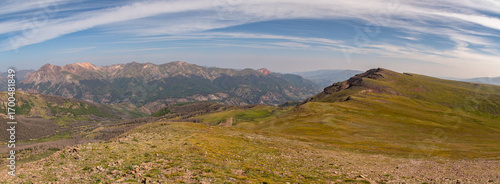 Картината върху платно This scenic summer Colorado mountain panorama features a remote section of the Continental Divide Trail (CDT) and Colorado Trail (CT) between Carson Saddle and Spring Creek Pass
