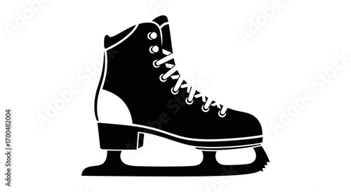 Elegant Black Figure Skate Silhouette Ready for Winter Sports Activities
