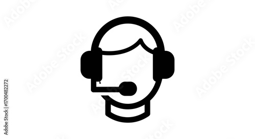 Professional Support Headset and Microphone Icon on White Background