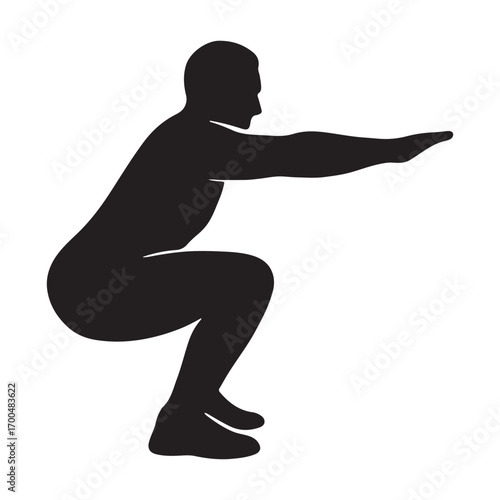 Vector art of silhouette of a person doing a squat exercise