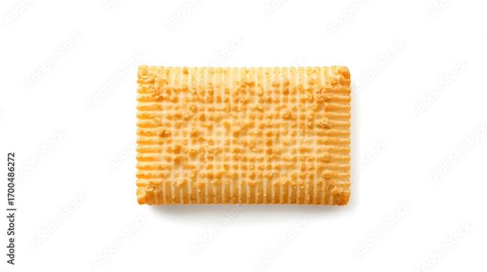 Fototapeta premium Crispy golden square cracker with textured surface