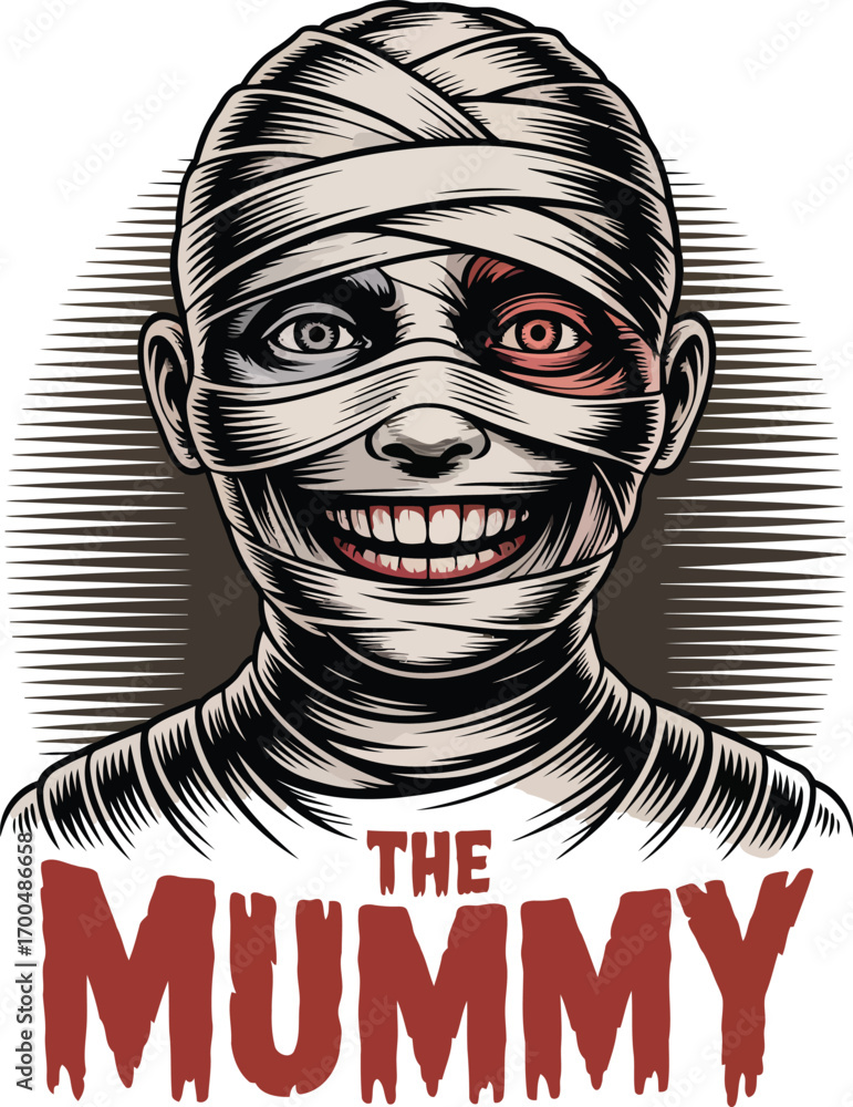 Fototapeta premium The Mummy illustration with distressed text ancient