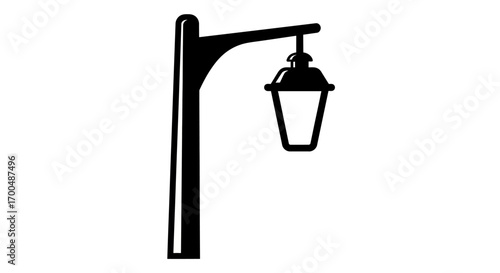 Stylized Black Outline of a Classic Street Light or Lamppost