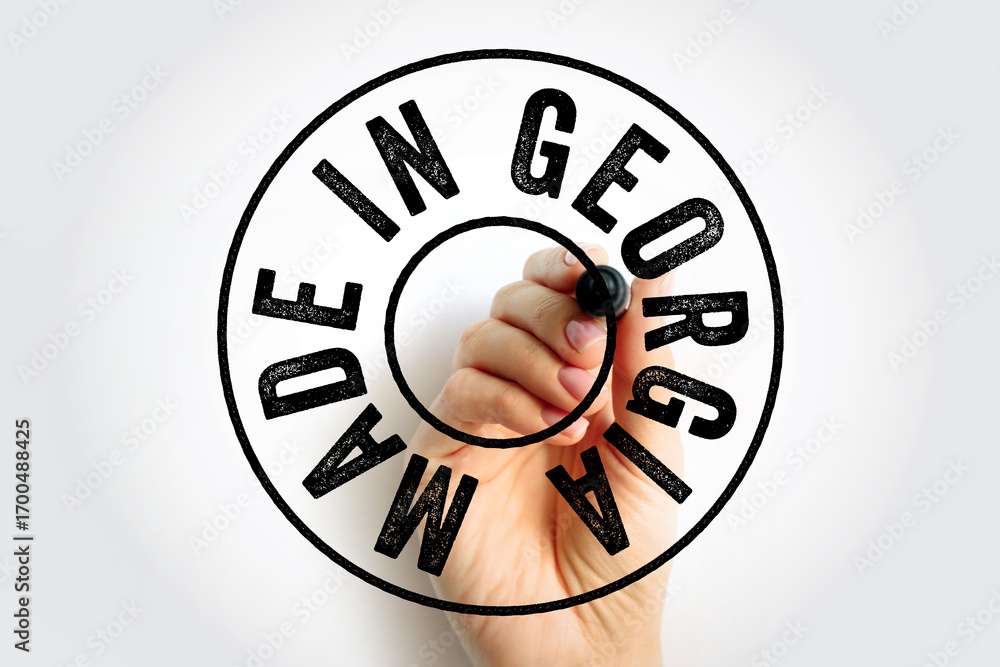 Obraz premium Made in Georgia text emblem badge, concept background