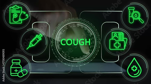 Coughing and Health: A Digital Medical Concept, Navigating Sickness: A Futuristic Look at Cough Treatment, The Digital Health Grid: Understanding Cough.