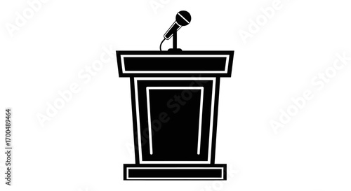 Minimalist Black Podium with Microphone Ready for Public Speaking Event