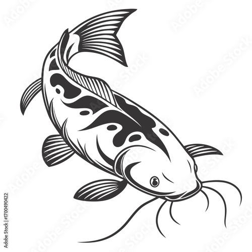 Stylized Koi Fish Vector Illustration.