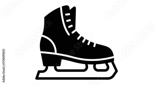 Ice Skates Icon: Black Silhouette on White Background