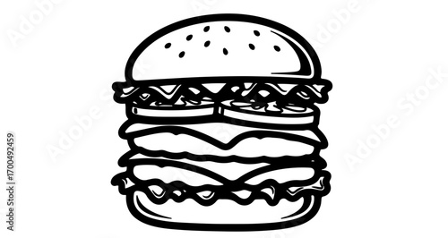 Delicious burger with multiple patties and toppings, a tempting fast food option