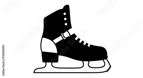 Clean Vector Icon of a Black Ice Skate with Toe Pick White Background